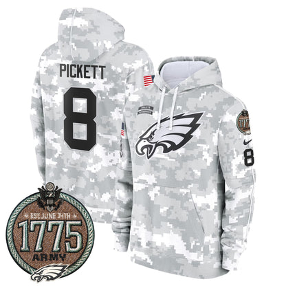 Eagles 2024 Salute to Service Establishment Year Patch Fleece Pullover Hoodie