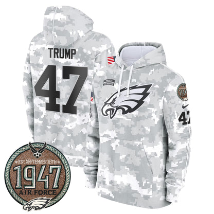 Eagles 2024 Salute to Service Establishment Year Patch Fleece Pullover Hoodie