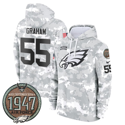 Eagles 2024 Salute to Service Establishment Year Patch Fleece Pullover Hoodie