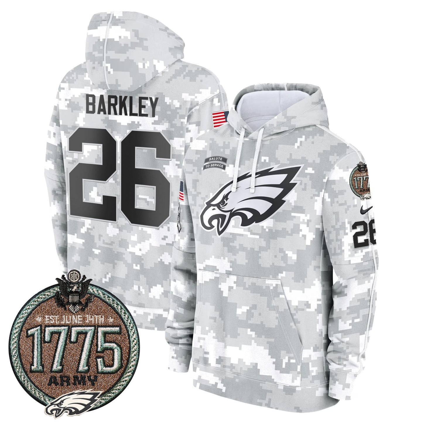 Eagles 2024 Salute to Service Establishment Year Patch Fleece Pullover Hoodie