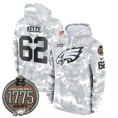 Eagles 2024 Salute to Service Establishment Year Patch Fleece Pullover Hoodie