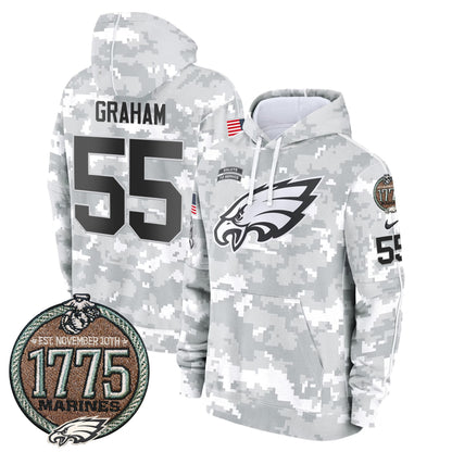 Eagles 2024 Salute to Service Establishment Year Patch Fleece Pullover Hoodie