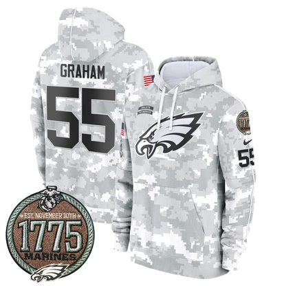Eagles 2024 Salute to Service Establishment Year Patch Fleece Pullover Hoodie