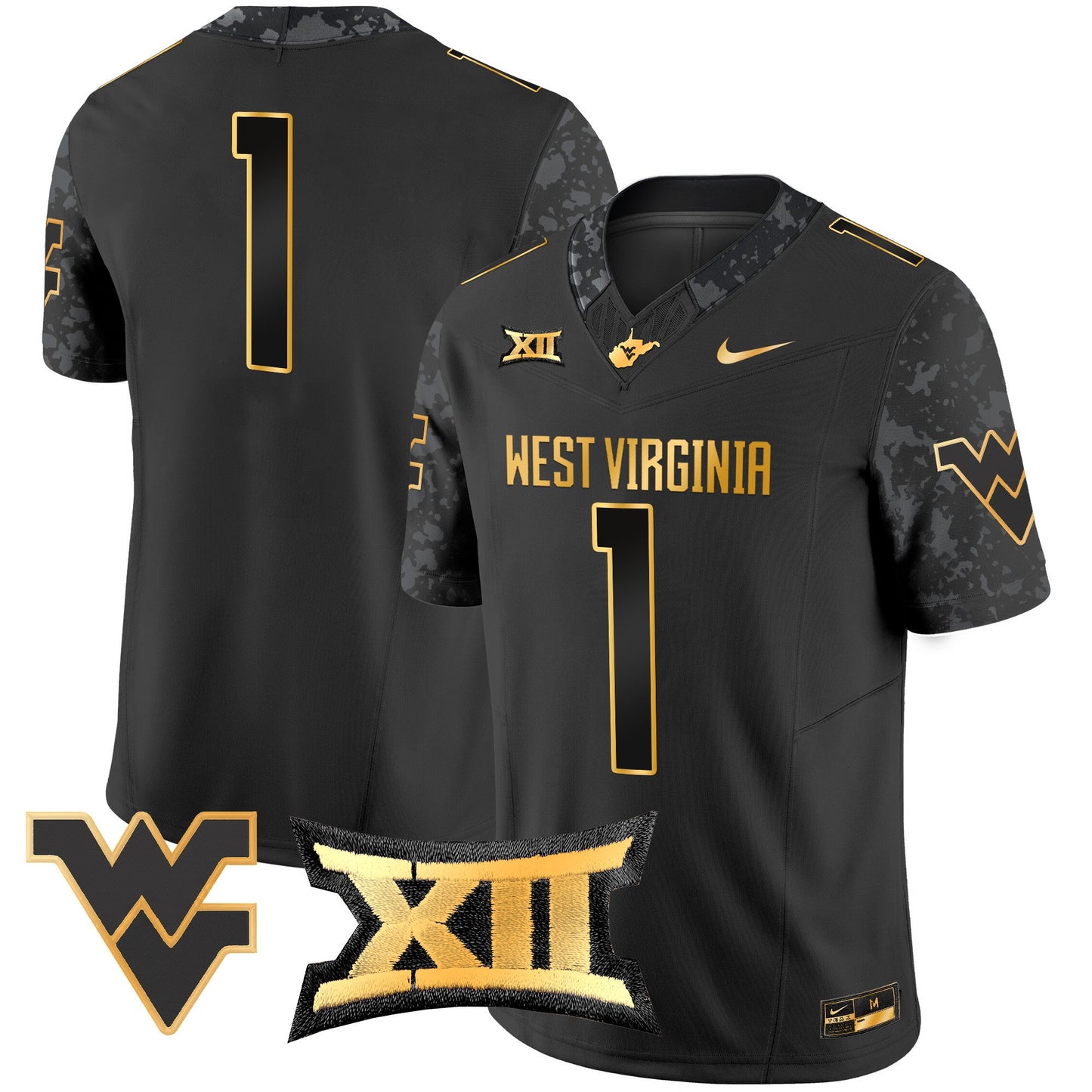 West Virginia Mountaineers 2024 Gold Vapor Limited Jersey - All Stitched