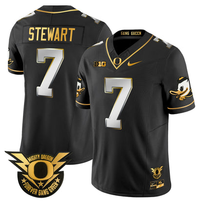 Oregon Ducks 2024 Forever Gang Green & BIG Patch Gold Vapor Limited Jersey - All Stitched