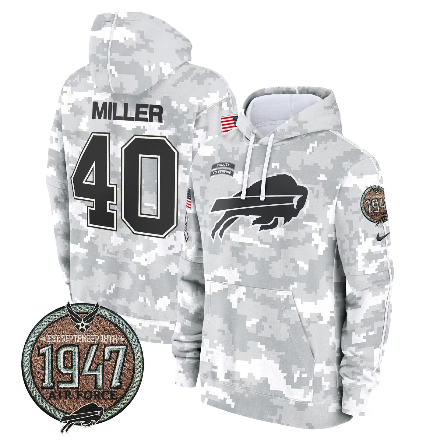 BUF 2024 Salute to Service Establishment Year Patch Fleece Pullover Hoodie