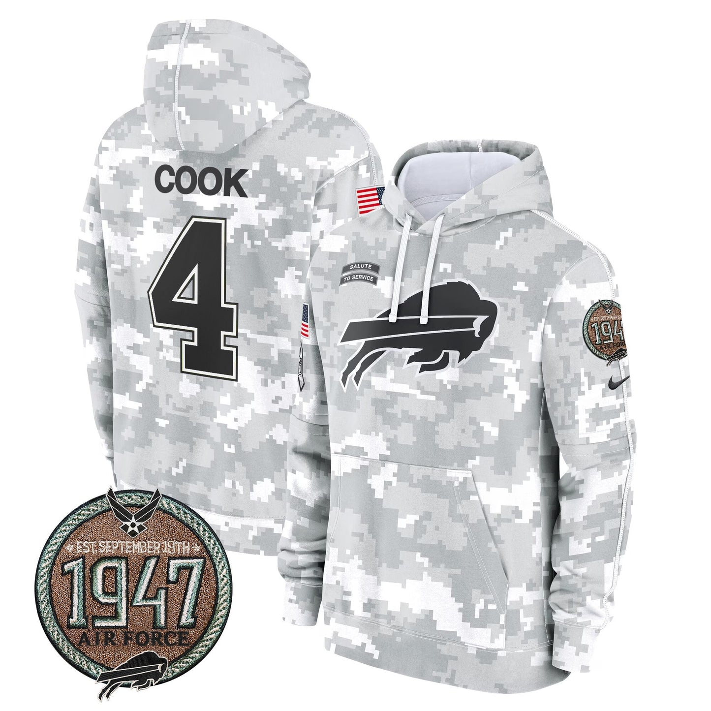 BUF 2024 Salute to Service Establishment Year Patch Fleece Pullover Hoodie