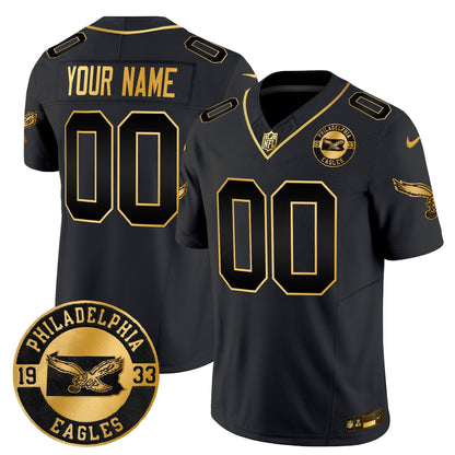 Philadelphia Eagles 2024 Throwback Gold Vapor Limited Custom Jersey - Est. 1933 Patch - All Stitched