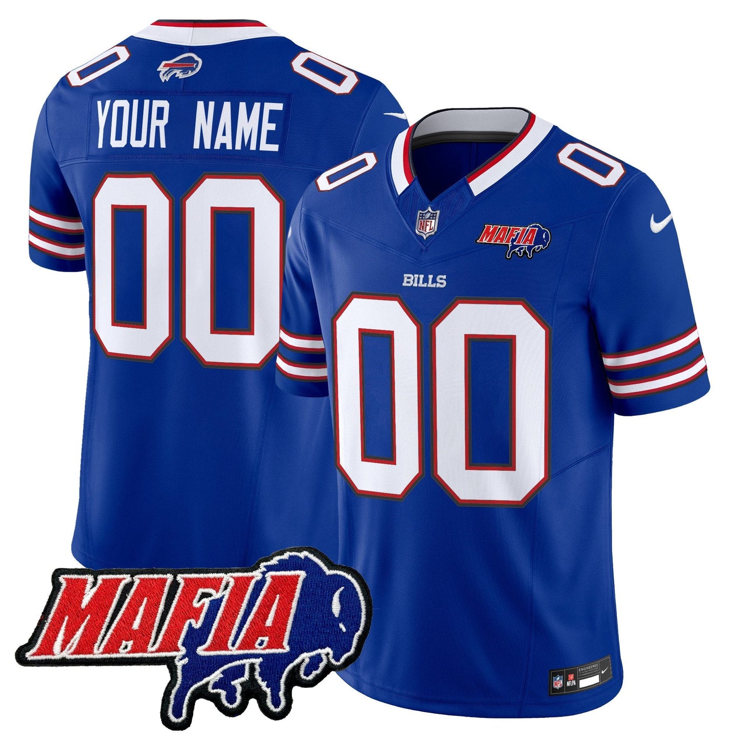 BUF 2024 Bills Mafia Patch Vapor Limited Custom Jersey - All Stitched