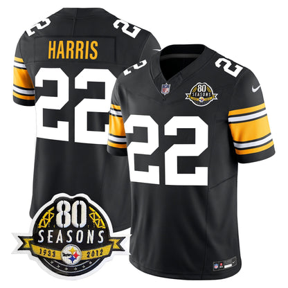 Pittsburgh  Steelers 80th Anniversary Patch Vapor Limited Jersey - All Stitched