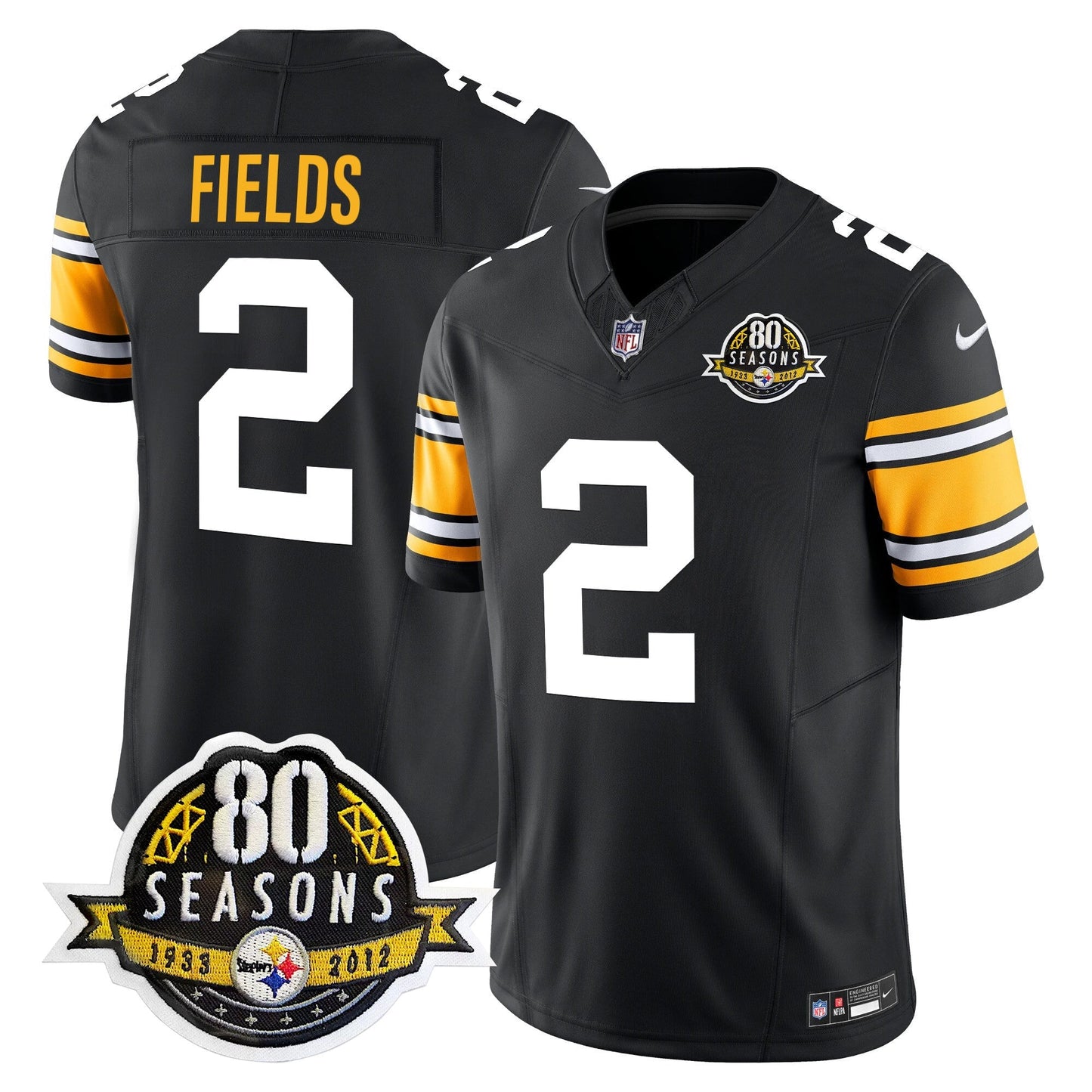 Pittsburgh  Steelers 80th Anniversary Patch Vapor Limited Jersey - All Stitched