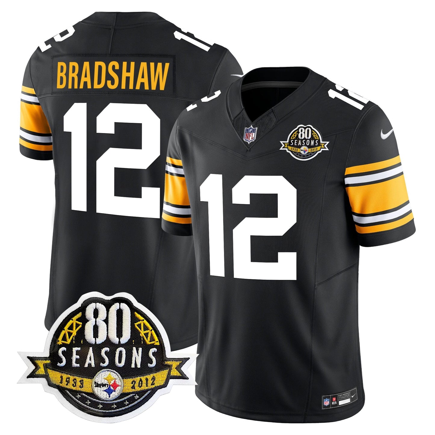 Pittsburgh  Steelers 80th Anniversary Patch Vapor Limited Jersey - All Stitched