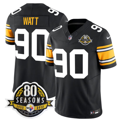 Pittsburgh  Steelers 80th Anniversary Patch Vapor Limited Jersey - All Stitched