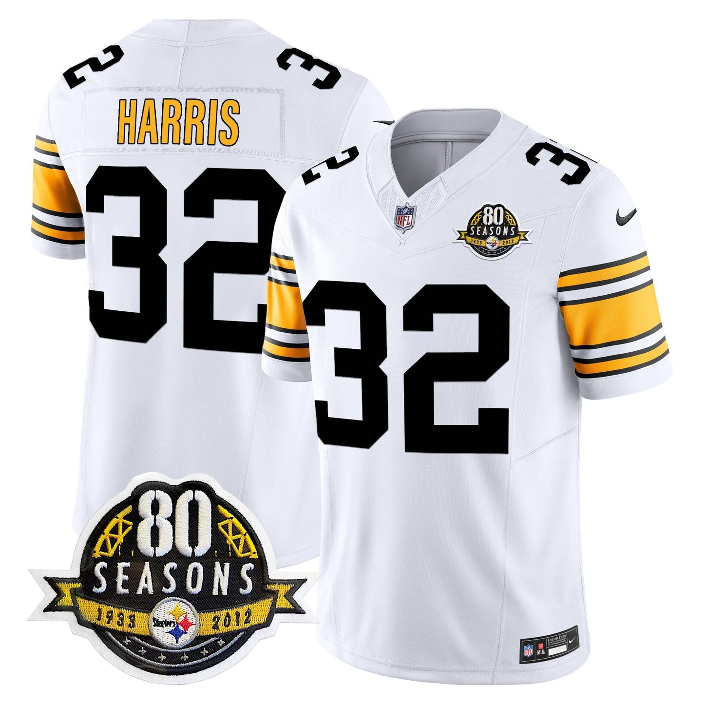 Pittsburgh  Steelers 80th Anniversary Patch Vapor Limited Jersey - All Stitched