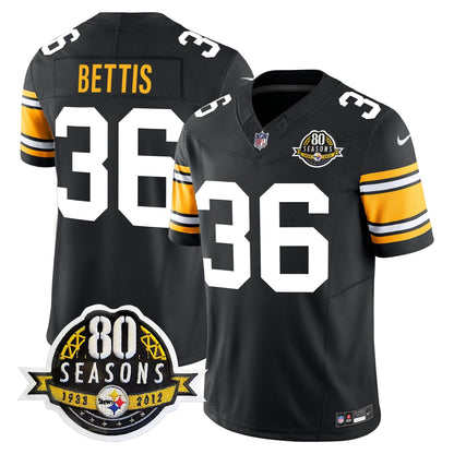 Pittsburgh  Steelers 80th Anniversary Patch Vapor Limited Jersey - All Stitched