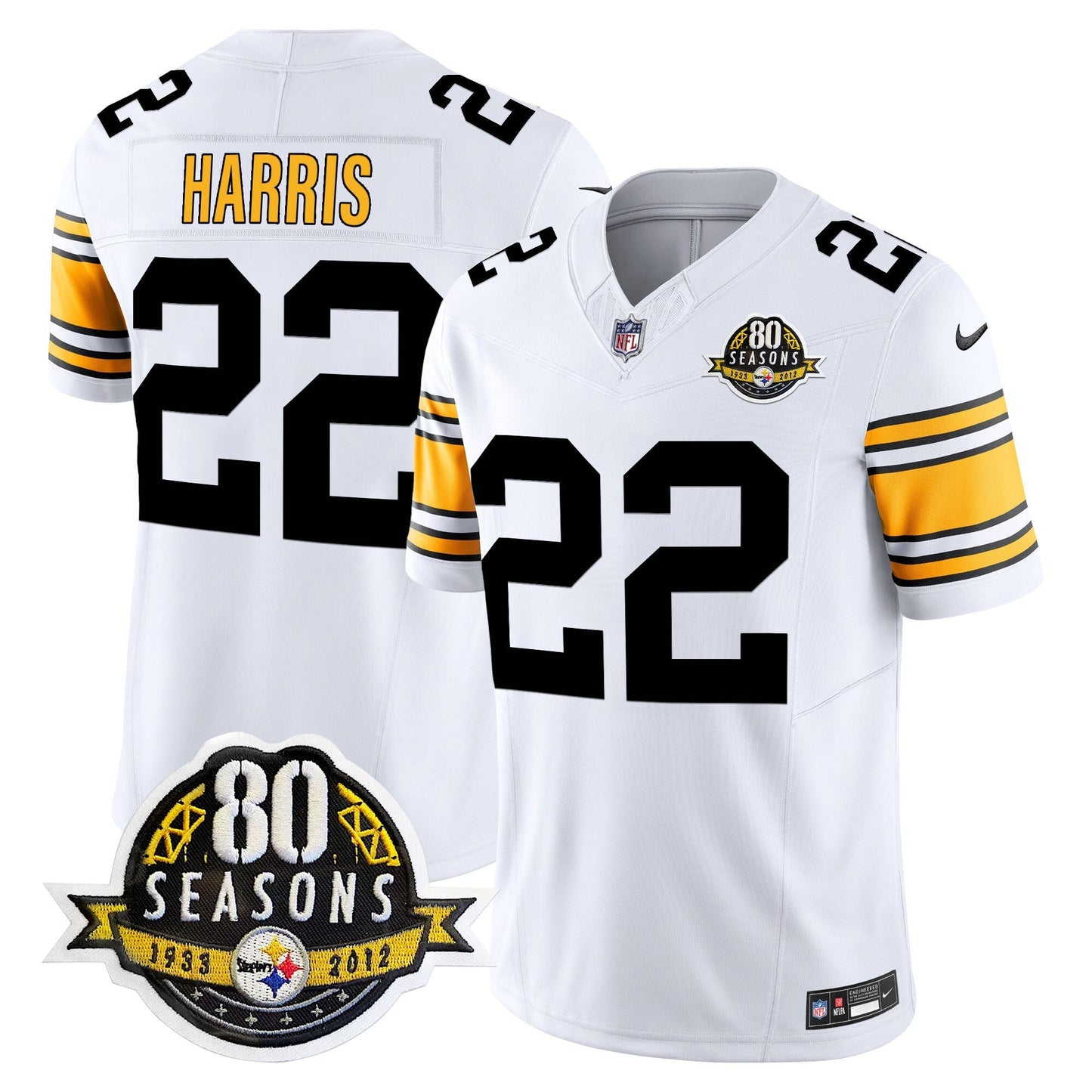 Pittsburgh  Steelers 80th Anniversary Patch Vapor Limited Jersey - All Stitched