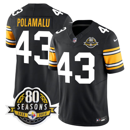 Pittsburgh  Steelers 80th Anniversary Patch Vapor Limited Jersey - All Stitched