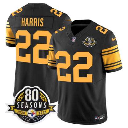 Pittsburgh  Steelers 80th Anniversary Patch Vapor Limited Jersey - All Stitched