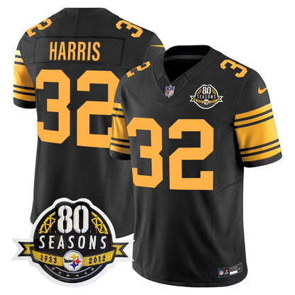 Pittsburgh  Steelers 80th Anniversary Patch Vapor Limited Jersey - All Stitched