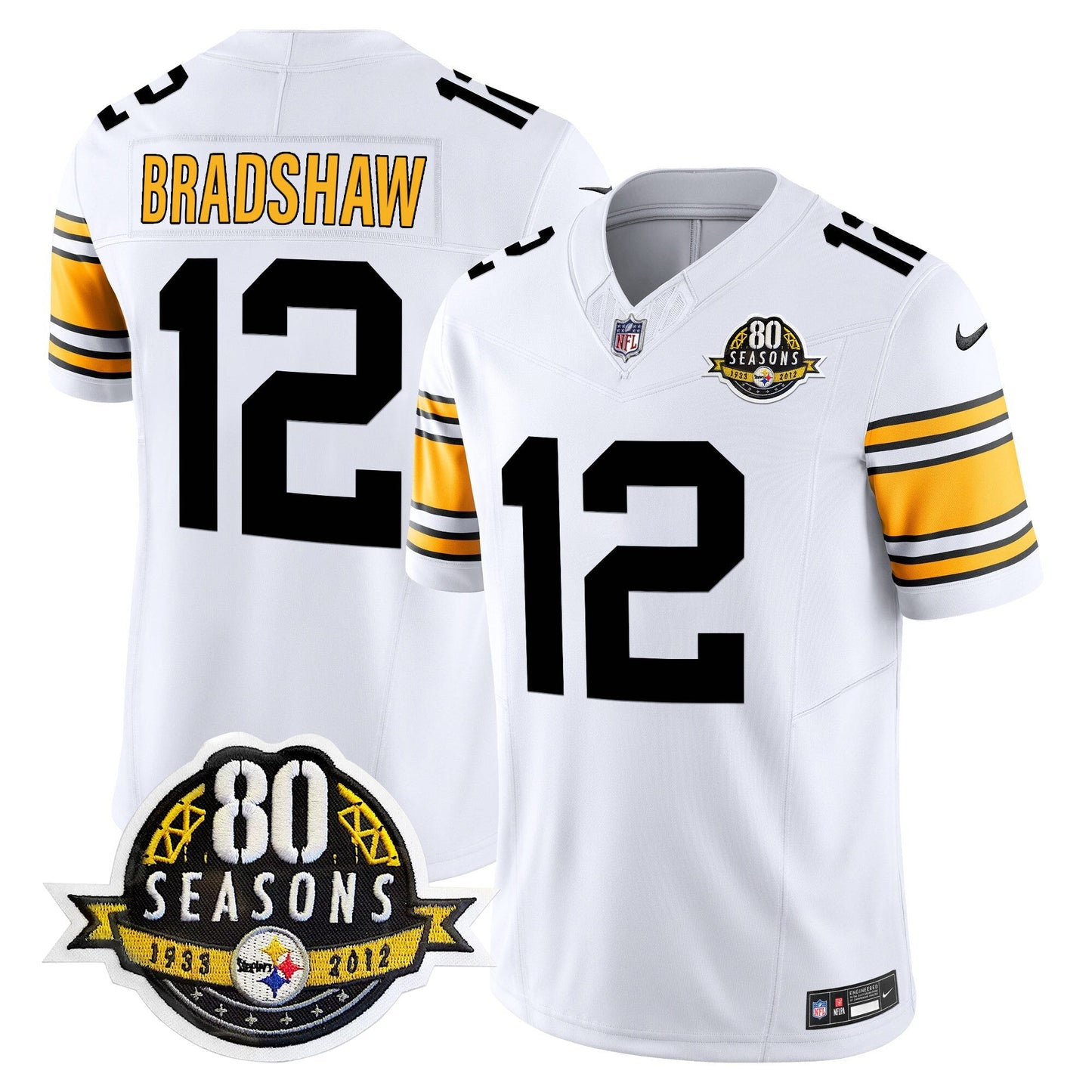 Pittsburgh  Steelers 80th Anniversary Patch Vapor Limited Jersey - All Stitched