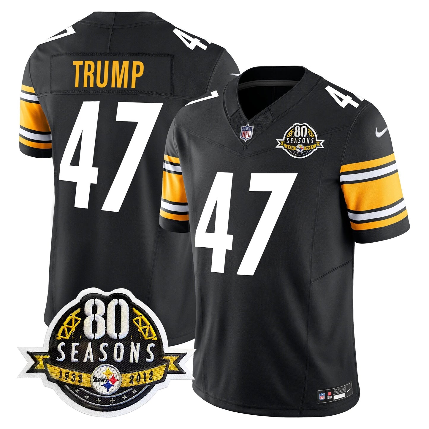 Pittsburgh  Steelers 80th Anniversary Patch Vapor Limited Jersey - All Stitched