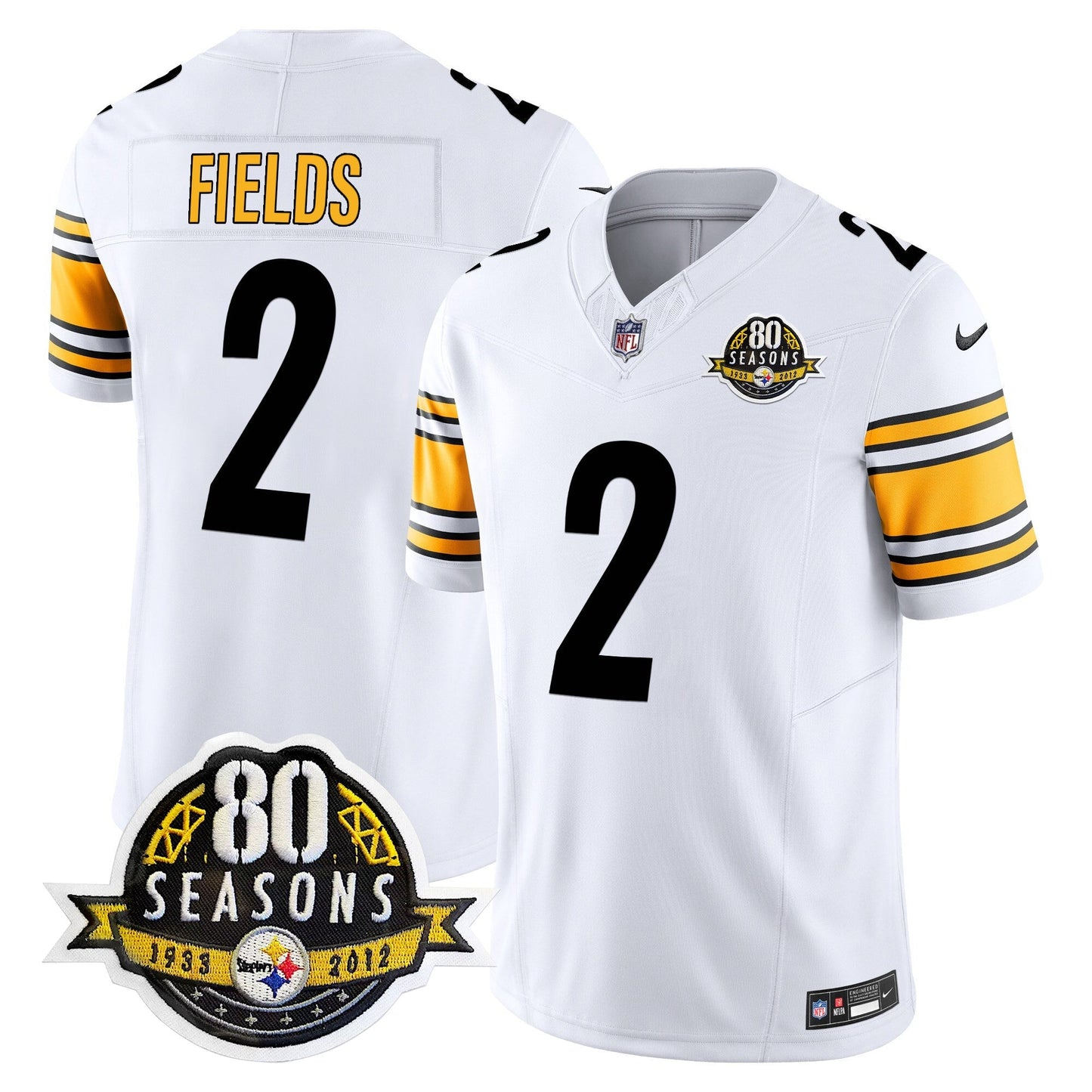 Pittsburgh  Steelers 80th Anniversary Patch Vapor Limited Jersey - All Stitched