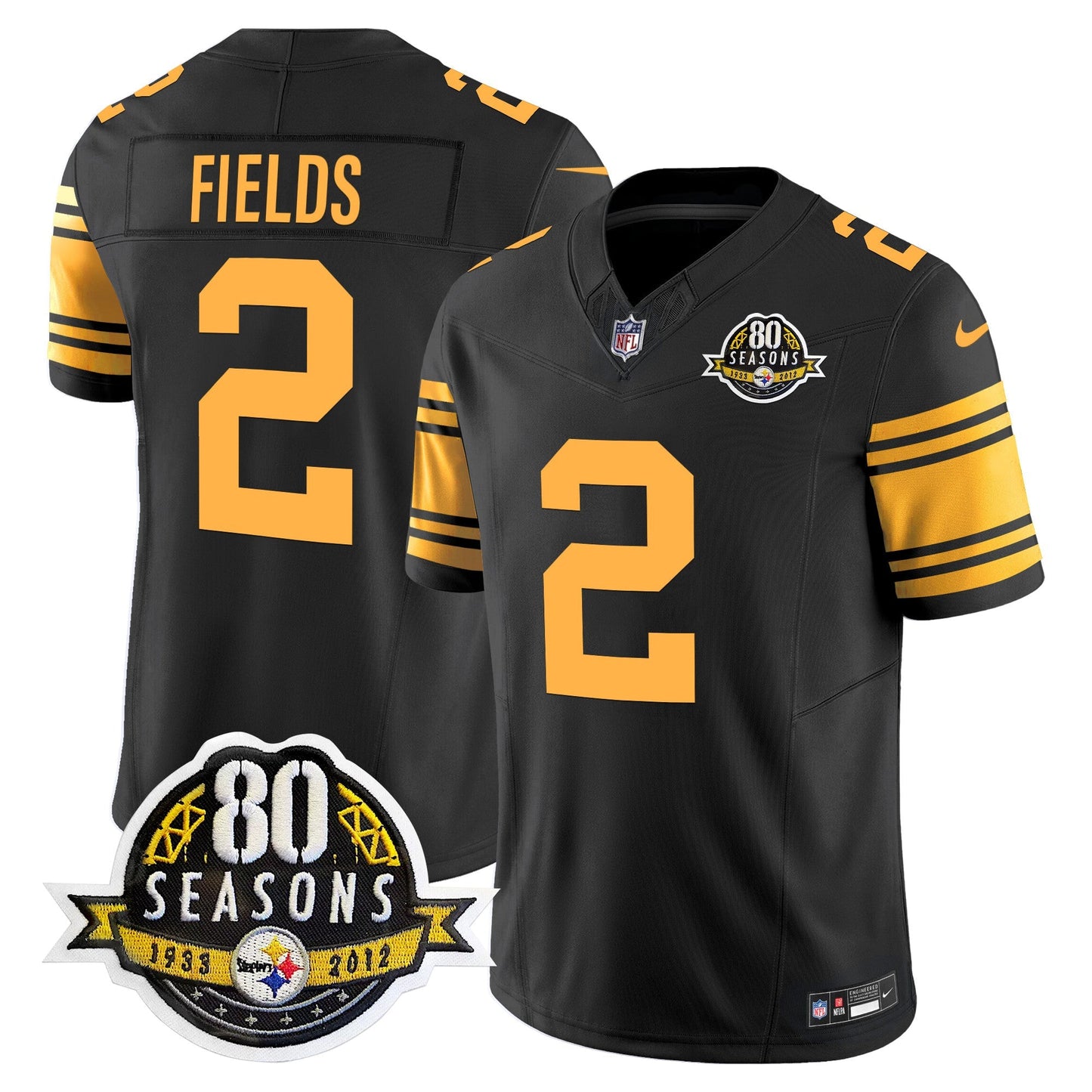 Pittsburgh  Steelers 80th Anniversary Patch Vapor Limited Jersey - All Stitched