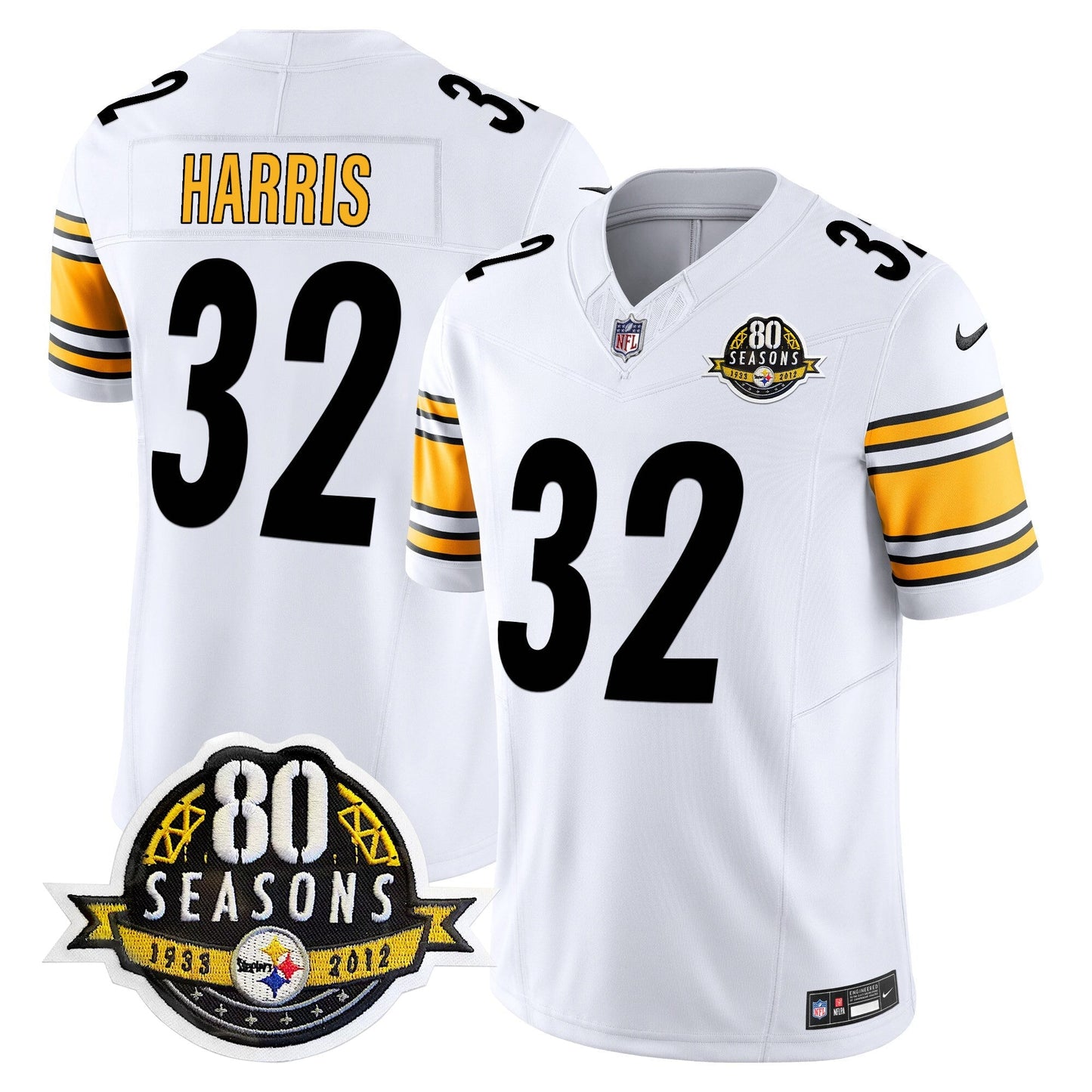 Pittsburgh  Steelers 80th Anniversary Patch Vapor Limited Jersey - All Stitched