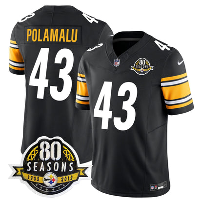 Pittsburgh  Steelers 80th Anniversary Patch Vapor Limited Jersey - All Stitched