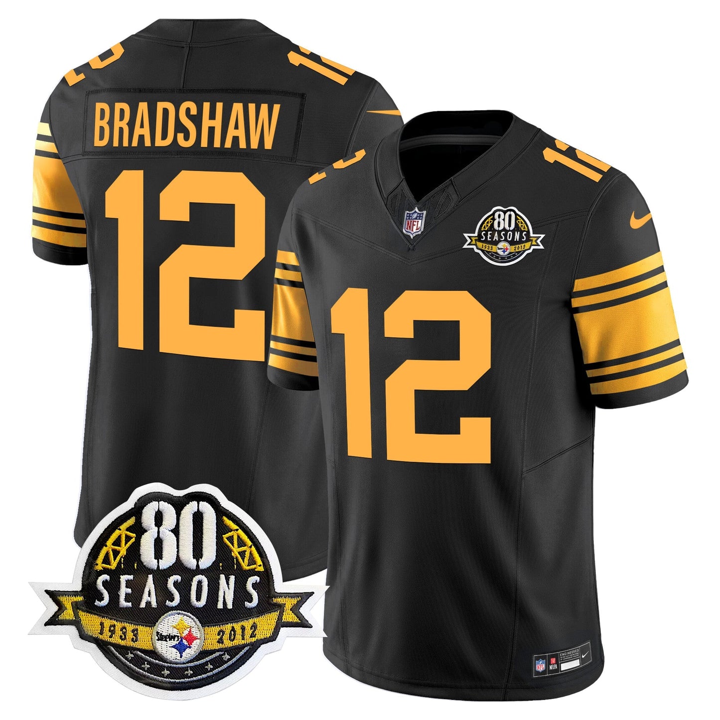Pittsburgh  Steelers 80th Anniversary Patch Vapor Limited Jersey - All Stitched