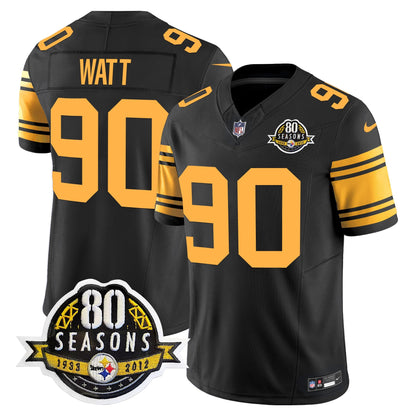 Pittsburgh  Steelers 80th Anniversary Patch Vapor Limited Jersey - All Stitched
