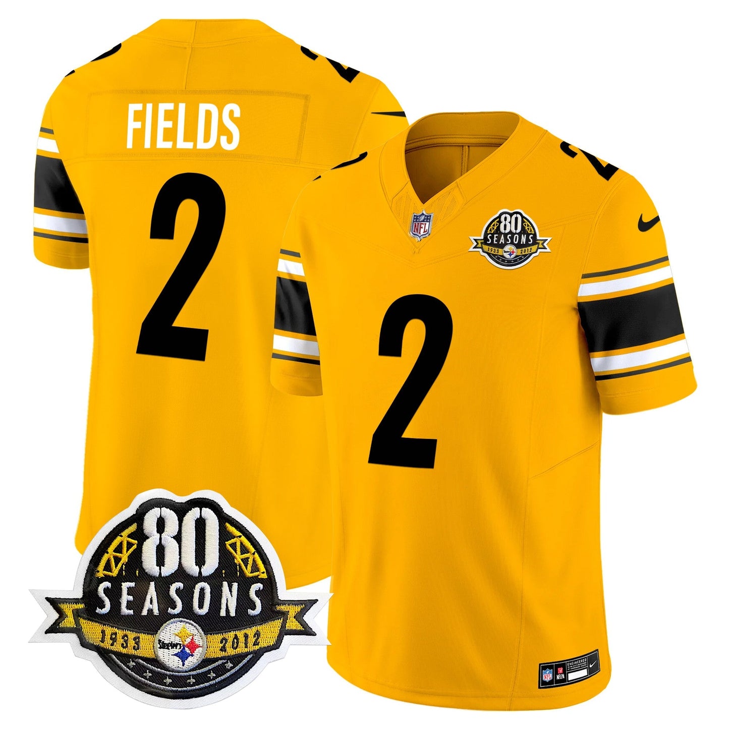 Pittsburgh  Steelers 80th Anniversary Patch Vapor Limited Jersey - All Stitched