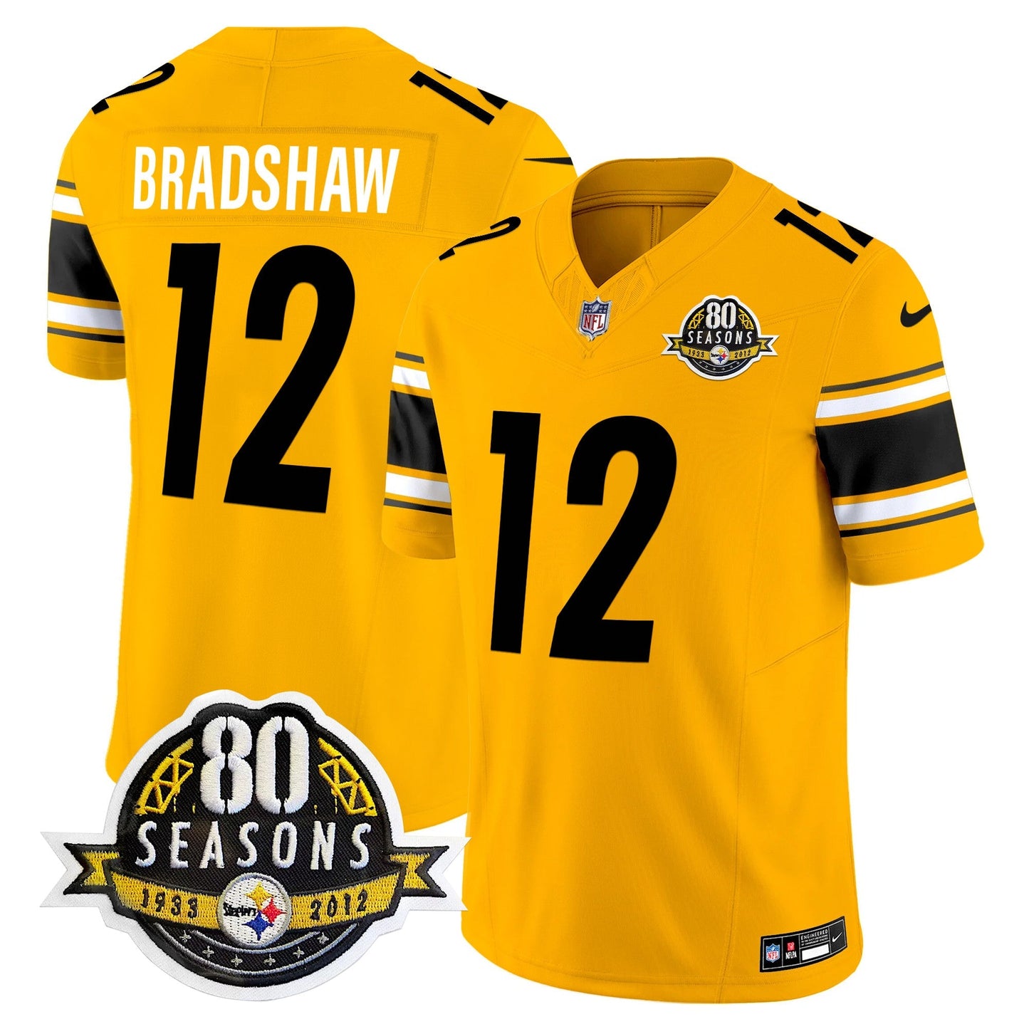 Pittsburgh  Steelers 80th Anniversary Patch Vapor Limited Jersey - All Stitched