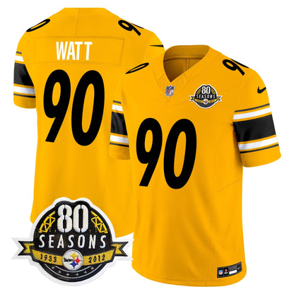 Pittsburgh  Steelers 80th Anniversary Patch Vapor Limited Jersey - All Stitched