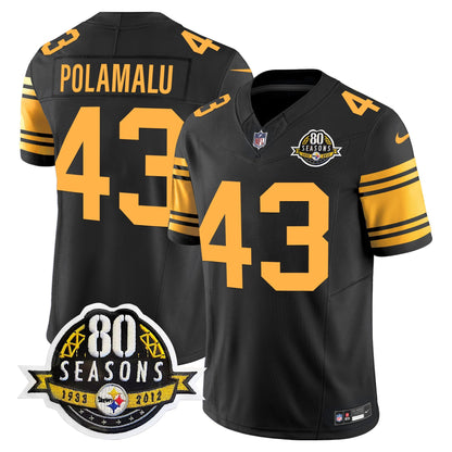 Pittsburgh  Steelers 80th Anniversary Patch Vapor Limited Jersey - All Stitched