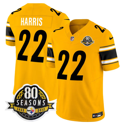 Pittsburgh  Steelers 80th Anniversary Patch Vapor Limited Jersey - All Stitched