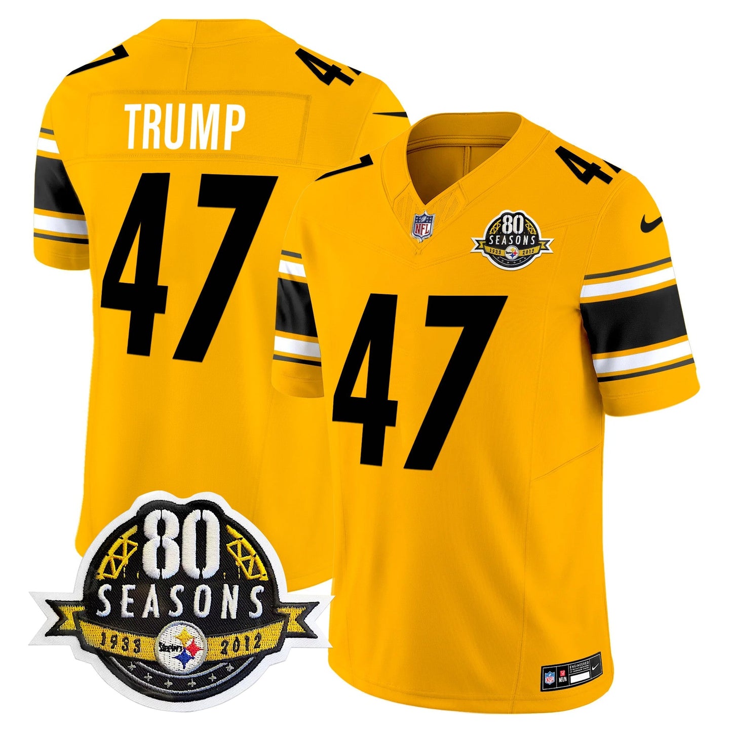 Pittsburgh  Steelers 80th Anniversary Patch Vapor Limited Jersey - All Stitched