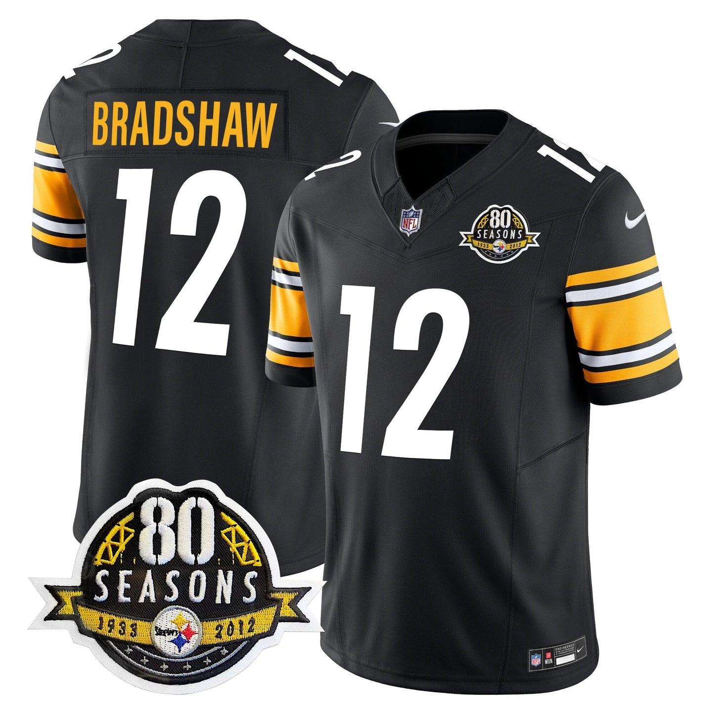 Pittsburgh  Steelers 80th Anniversary Patch Vapor Limited Jersey - All Stitched