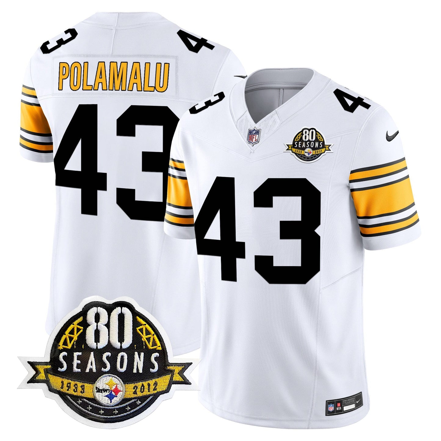 Pittsburgh  Steelers 80th Anniversary Patch Vapor Limited Jersey - All Stitched