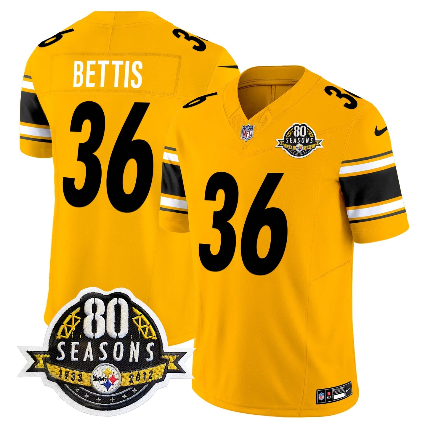 Pittsburgh  Steelers 80th Anniversary Patch Vapor Limited Jersey - All Stitched