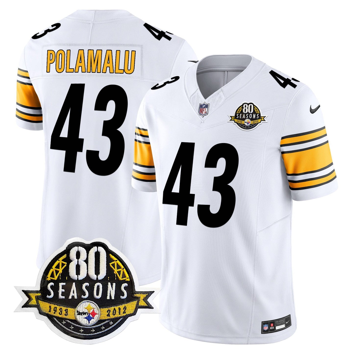 Pittsburgh  Steelers 80th Anniversary Patch Vapor Limited Jersey - All Stitched