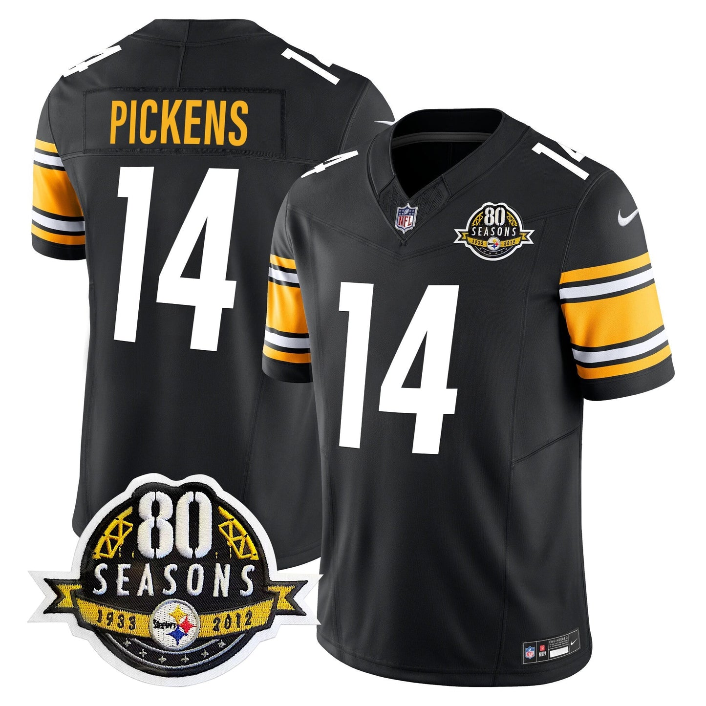 Pittsburgh  Steelers 80th Anniversary Patch Vapor Limited Jersey - All Stitched