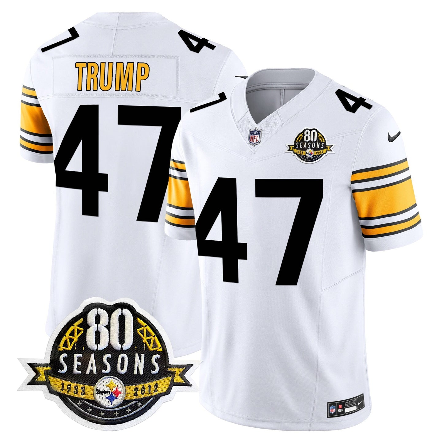 Pittsburgh  Steelers 80th Anniversary Patch Vapor Limited Jersey - All Stitched
