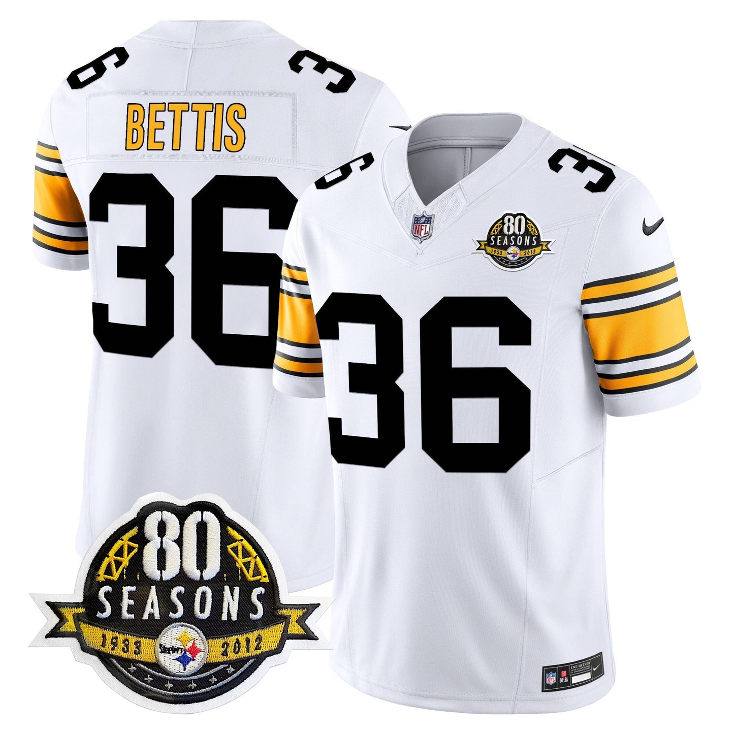 Pittsburgh  Steelers 80th Anniversary Patch Vapor Limited Jersey - All Stitched