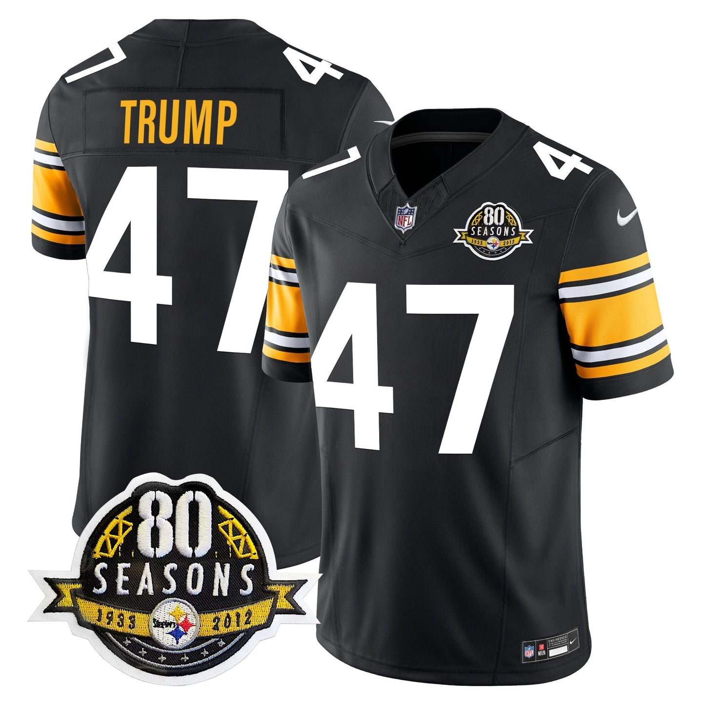 Pittsburgh  Steelers 80th Anniversary Patch Vapor Limited Jersey - All Stitched
