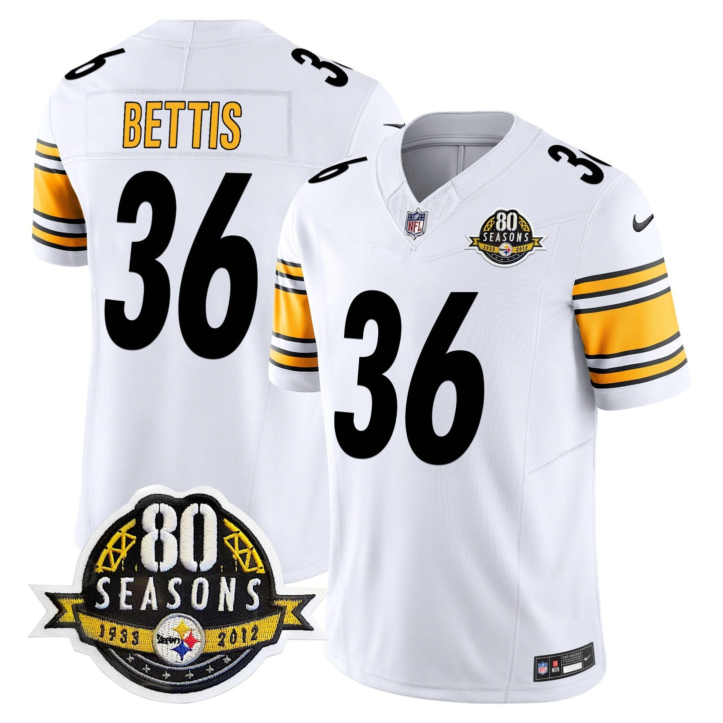 Pittsburgh  Steelers 80th Anniversary Patch Vapor Limited Jersey - All Stitched