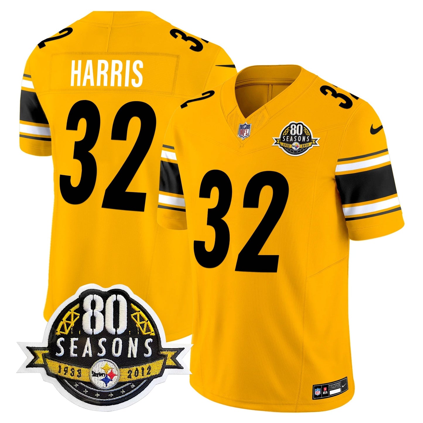 Pittsburgh  Steelers 80th Anniversary Patch Vapor Limited Jersey - All Stitched