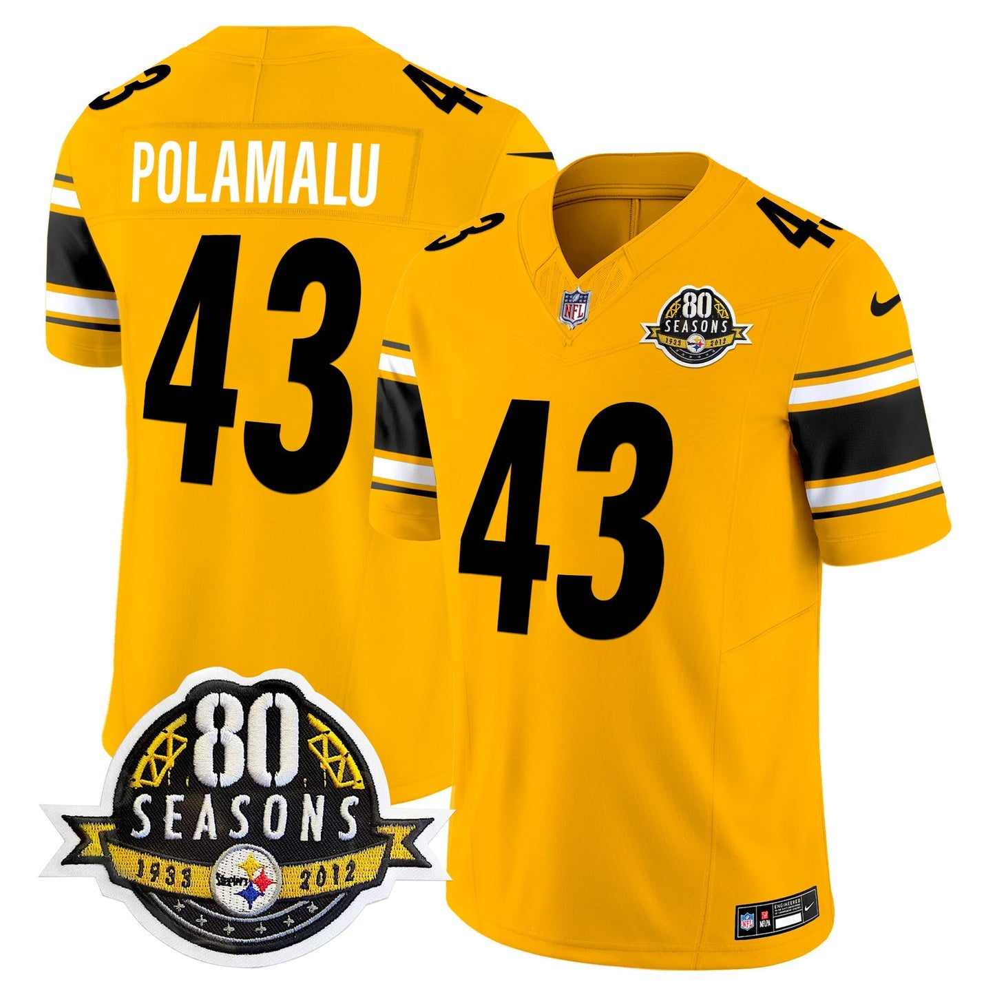 Pittsburgh  Steelers 80th Anniversary Patch Vapor Limited Jersey - All Stitched