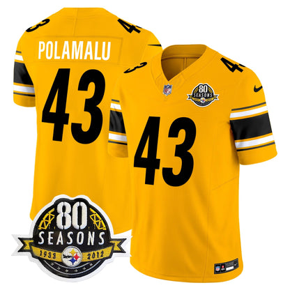 Pittsburgh  Steelers 80th Anniversary Patch Vapor Limited Jersey - All Stitched