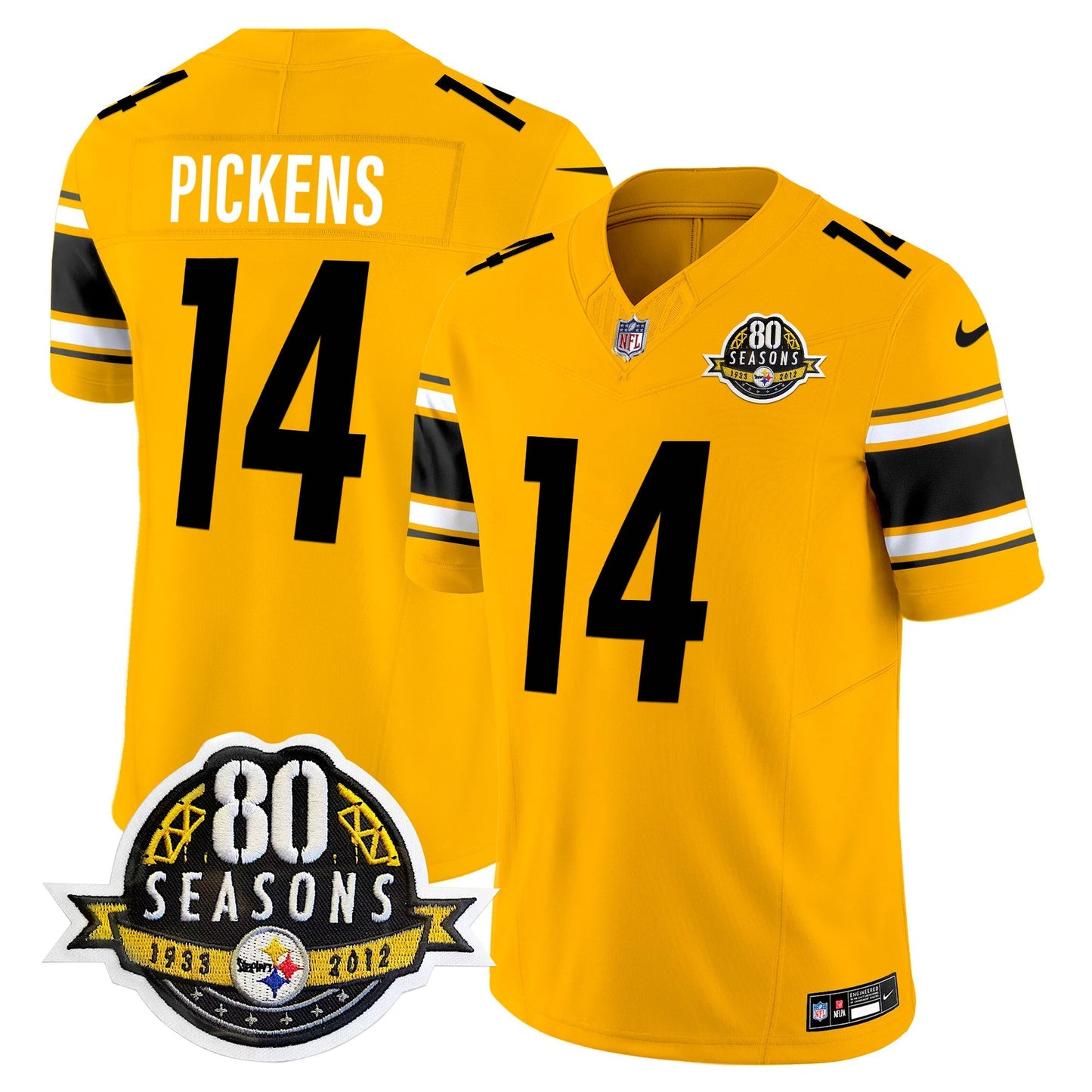 Pittsburgh  Steelers 80th Anniversary Patch Vapor Limited Jersey - All Stitched